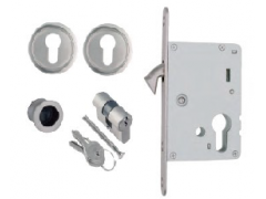 KIT CORREDERA LLAVE ROSETA REDONDA NIQUEL SATINADO